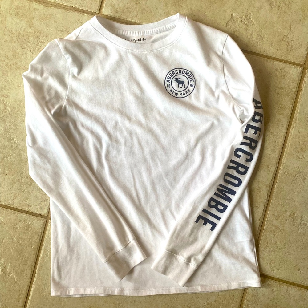 Boys Abercrombie white long sleeve shirt size 13/14